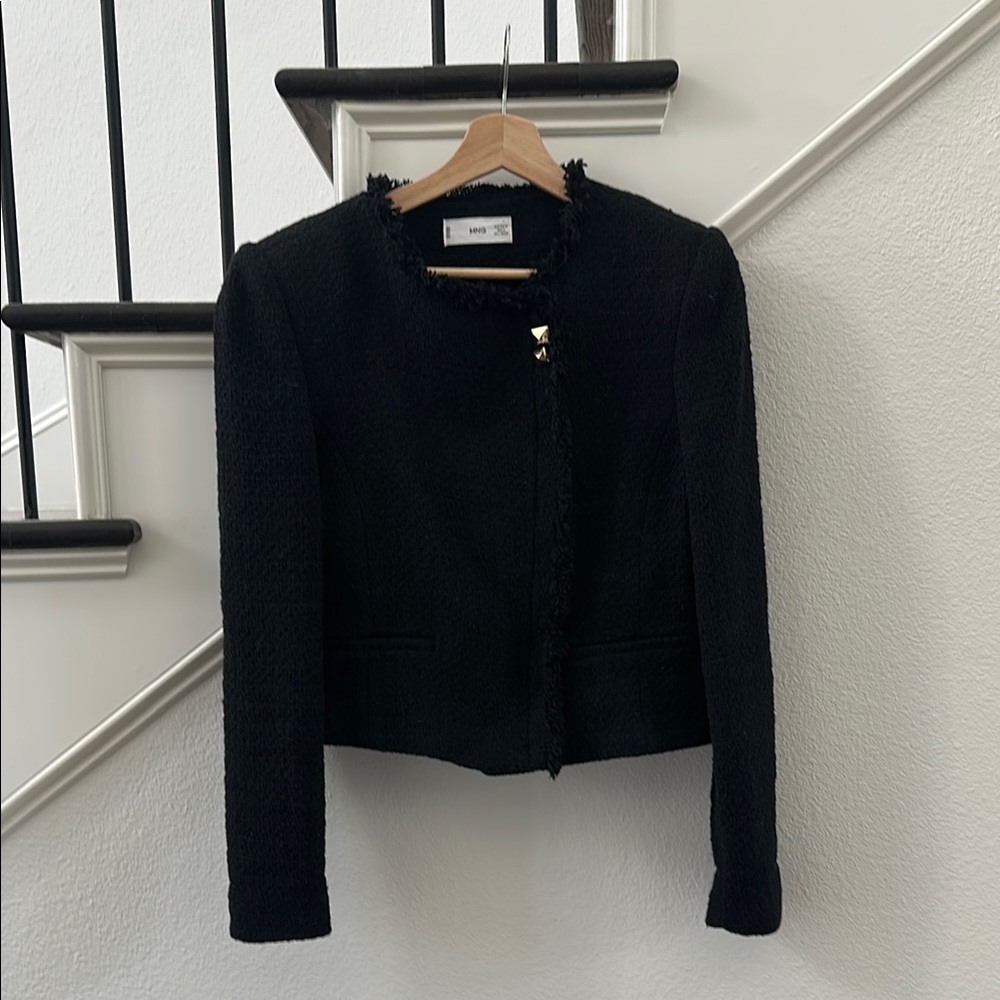 Mango Black Women's Blazer with Gold Buttons